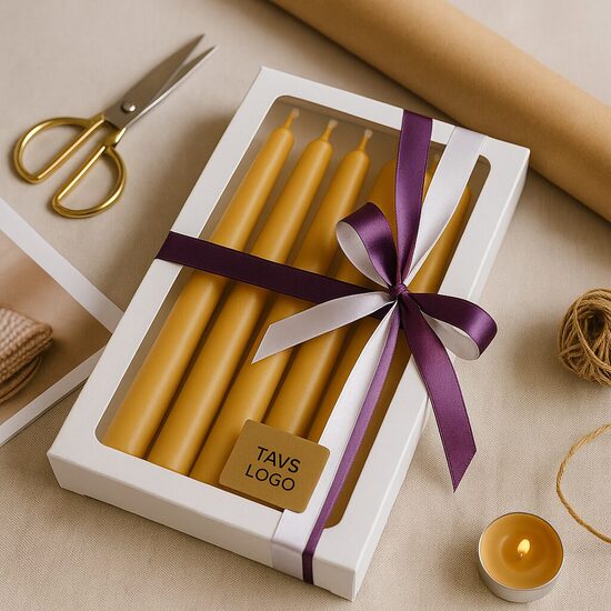 Beeswax Taper candles, 4 pcs.